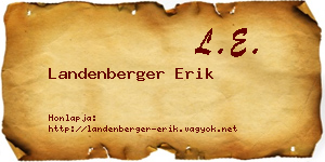 Landenberger Erik névjegykártya